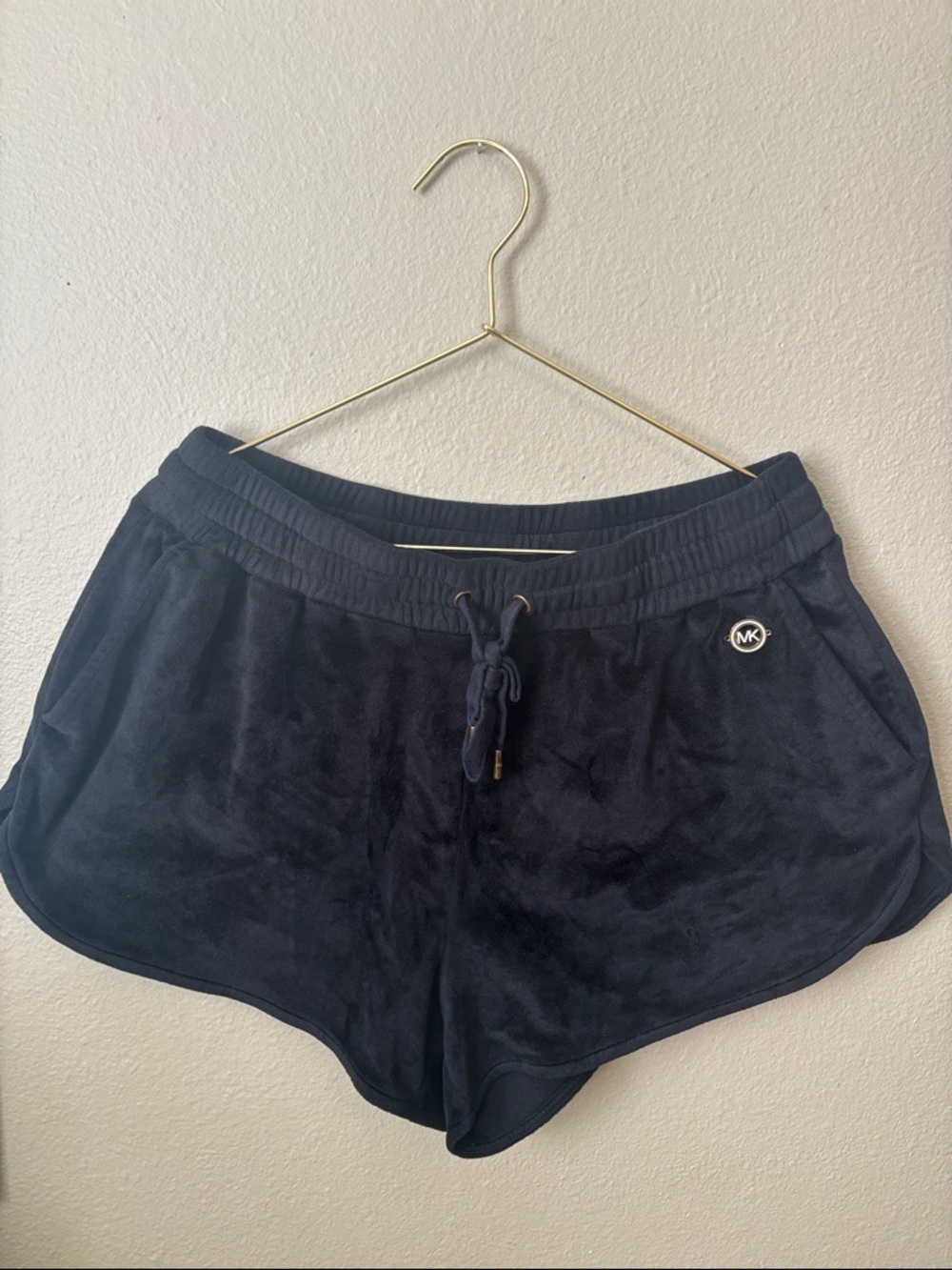 Michael Kors Navy Velour Drawstring Athletic Shorts